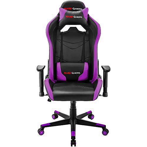 Mars Gaming MGC3BP, Silla Gaming Ergonómica, Cojín Lumbar y Cervical, Morado