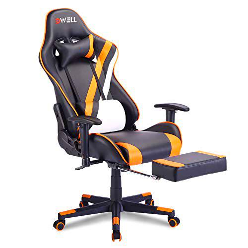 EDWELL Silla Gaming,Silla Gamer,Silla Ergonómica Racing,Silla Gaming con Reposapiés,con Reposacabezas