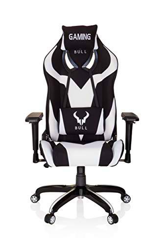 hjh OFFICE 729264 Silla Gaming Promoter II Tela Negro/Blanco Silla de Escritorio inclinable