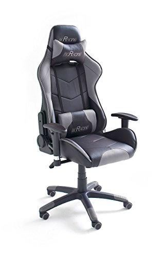 MC Racing 6 Silla Gaming, 60% PU, 40% PVC, Negro y Gris Brillante