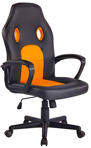 CLP Silla De Oficina Elbing En Cuero PU I Silla De Ordenador Giratoria &amp; Regulable En Altura I Silla Gamer Deportiva con Ruedas