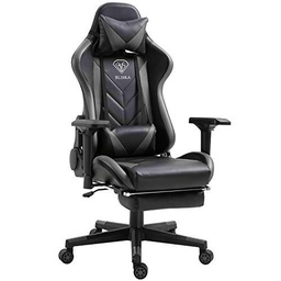 Trisens Silla Gaming, Cuero sintético, Negro/Gris, Ancho