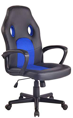 CLP Silla De Oficina Elbing En Cuero PU I Silla De Ordenador Giratoria &amp; Regulable En Altura I Silla Gamer Deportiva con Ruedas