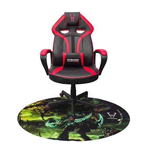 Woxter Stinger Station Alien V2.0 Red - Silla gaming con eje de acero + Alfombrilla Gaming de suelo