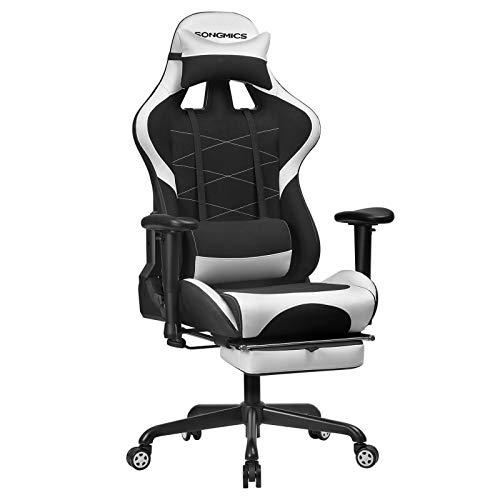 SONGMICS Silla Gaming con reposapiés, Silla de Juegos