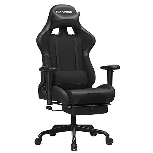 SONGMICS Silla Gaming con Reposapiés, Silla Ergonómica Racing