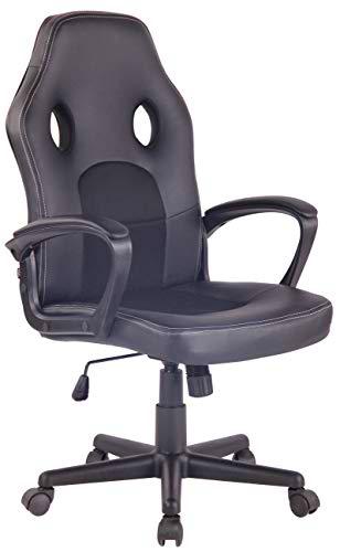 CLP Silla De Oficina Elbing En Cuero PU I Silla De Ordenador Giratoria &amp; Regulable En Altura I Silla Gamer Deportiva con Ruedas