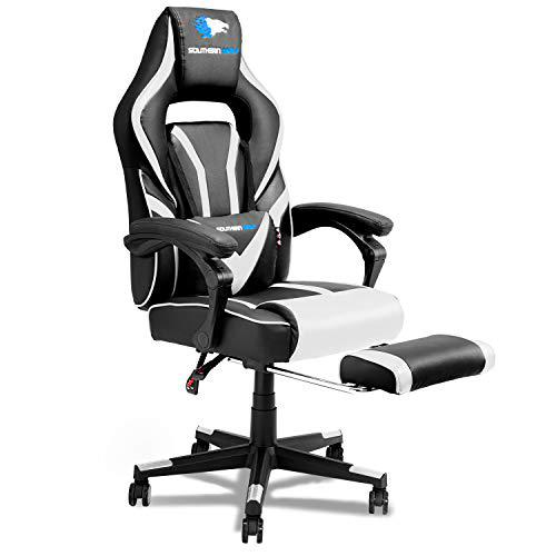 SOUTHERN WOLF Silla Gaming, Silla Gamer con Soporte Lumbar y reposapiés retráctil