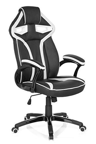 hjh OFFICE - 722250 Silla Gaming Guardian Piel sintética Negro/Blanco