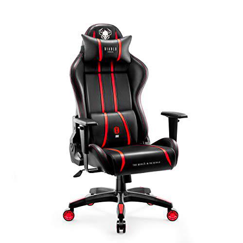 Diablo X-One 2.0 Silla Gaming Gamer Oficina Sillon de Ordenador Reposabrazos Ajustables Cuello/Cojín Lumbar Diseño Ergonómico Rojo Normal (L)