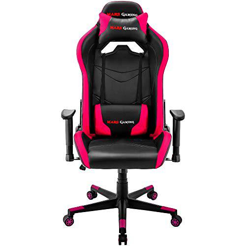 Mars Gaming MGC3BPK, Silla Gaming Ergonómica, Cojín Lumbar y Cervical, Rosa