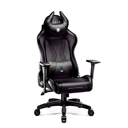 Diablo X-Horn Silla Gaming Oficina Gamer Apoyabrazos 3D Cojín Ajustable Diseño Ergonómico Cuero Sintético Función de Inclinación Negro Normal (L)