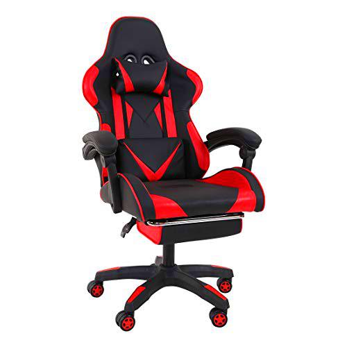 SANODESK Silla Gaming, Silla Gamer Ergonómica con Soporte de Masaje Lumbar y Cojín para el Cuello