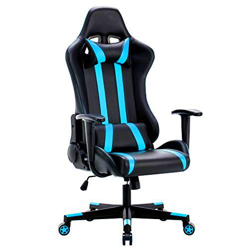 IntimaTe WM Heart Silla Gaming, Silla Gaming Ergonómica Silla de Escritorio de Oficina Racing Silla Computadora Respaldo Alto Cojín Lumbar &amp; Cabeza Almohada Azul