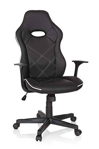 hjh OFFICE 621974 Silla Gaming Fire Piel sintética Negro/Blanco Silla de Escritorio