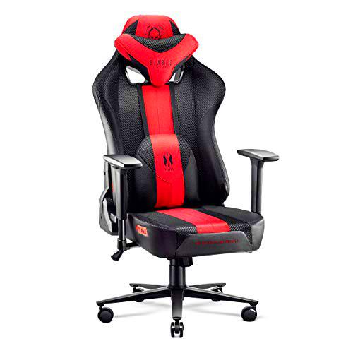 Diablo X-Player 2.0 Silla Gaming Oficina Apoyabrazos 3D Diseño Ergonómico Cuello/Cojín Lumbar Antracita-Carmesí King (XL)