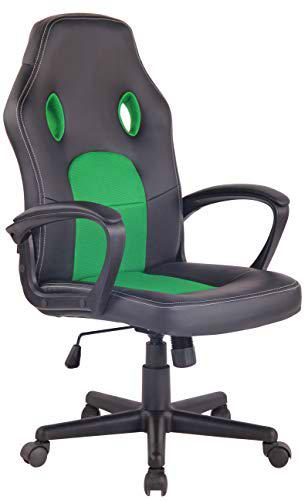 CLP Silla De Oficina Elbing En Cuero PU I Silla De Ordenador Giratoria &amp; Regulable En Altura I Silla Gamer Deportiva con Ruedas